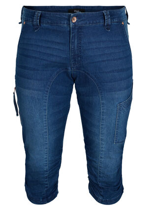 Zizzi Jean capri coupe slim avec poches, Dark blue denim, Packshot image number 0