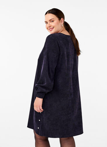 Zizzi Robe courte en velours avec poches, Black, Model image number 1