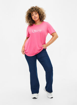 ZizziFLASH - T-shirt met motief, Hot Pink Amour, Model image number 2
