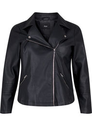 Veste en cuir imité de motard, Black, Packshot