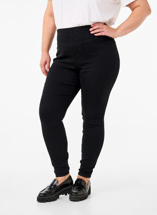 ZizziStretchy jeggings met hoge taille, Black, Model image number 2