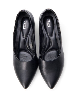 ZizziWide fit - Leren pump met spitse neus, Black, Packshot image number 2