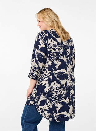 ZizziTuniek met print en 3/4 mouwen, Navy Blazer AOP, Model image number 1