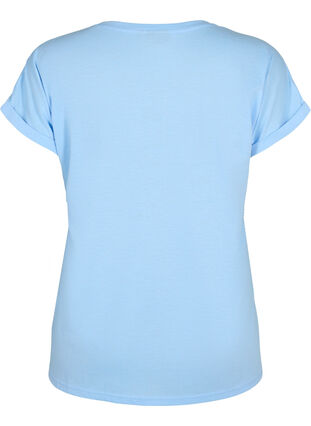 ZizziT-shirt met korte mouwen van katoenmix, Serenity, Packshot image number 1