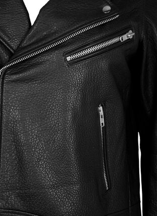 ZizziLeren bikerjas met zakken, Black, Packshot image number 2