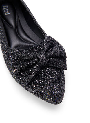 ZizziWijde glitter ballerina met strik, Black, Packshot image number 3