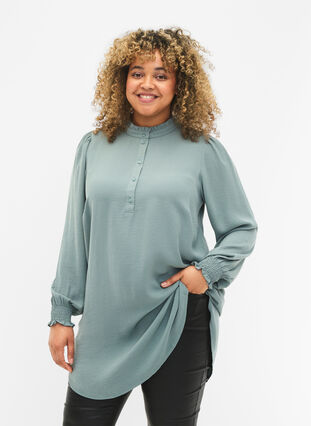 Zizzi Tunique avec des smocks, Chinois Green, Model image number 0