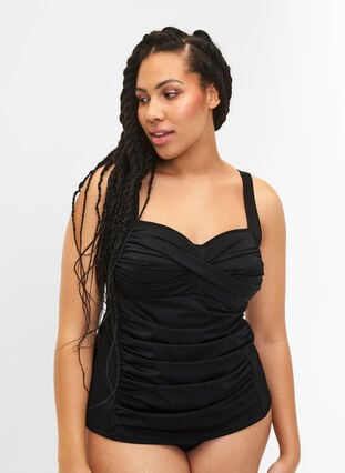 ZizziTankini met draperingen, Black, Model image number 0