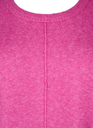 ZizziGebreide blouse met ronde hals en middennaad, Fuchsia Red Mel., Packshot image number 2