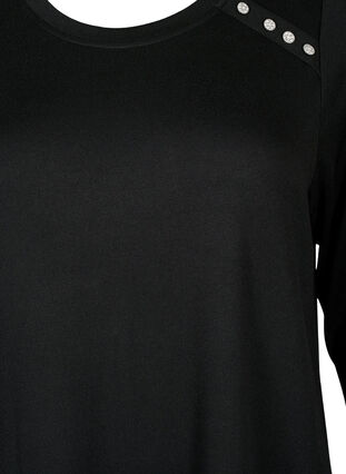 Zizzi Robe en jersey à manches longues avec boutons décoratifs, Black, Packshot image number 2