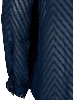 ZizziShirtblouse met ruches en gedessineerde textuur, Navy Blazer, Packshot image number 3