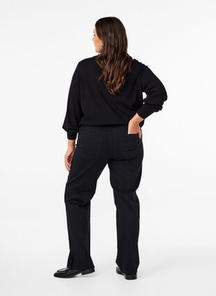 Zizzi Gemma-jeans met hoge taille en rechte pasvorm, Black, Model image number 1