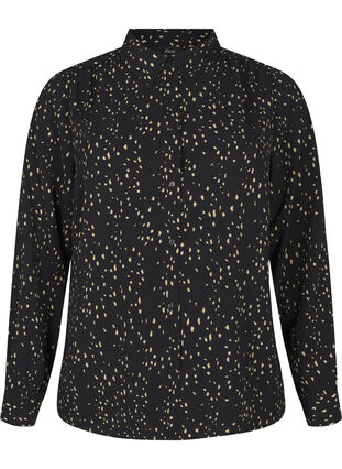 Zizzi Chemise à pois avec col, Black w. Dot AOP, Packshot image number 0