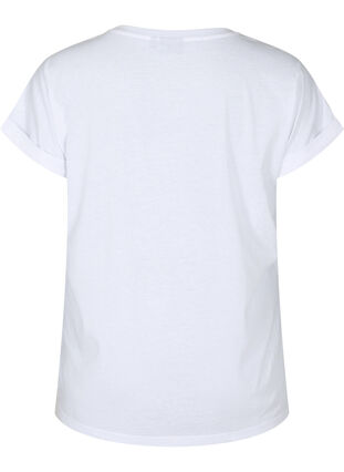 Zizzi T-shirt à manches courtes en mélange de coton, Bright White, Packshot image number 1