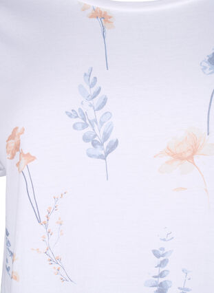 ZizziT-shirt van biologisch katoen met bloemenprint, White W. Blue flower, Packshot image number 2