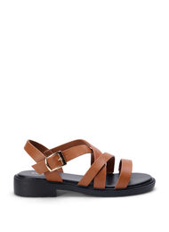 Leren zomersandalen met een brede pasvorm, Friar Brown, Packshot