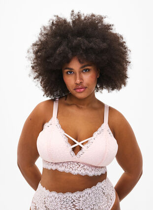 ZizziBralette met koorddetail en zachte vulling, Peach Blush, Model image number 0