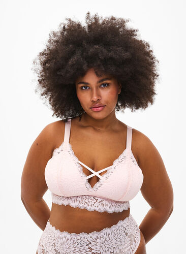 Zizzi Bralette avec détail de cordon et rembourrage doux, Peach Blush, Model image number 0