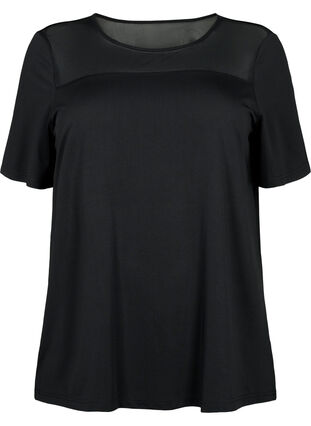 ZizziSportshirt met mesh en korte mouw, Black, Packshot image number 0