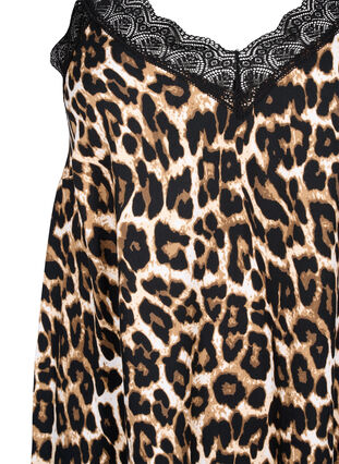 ZizziSpaghetti-jurk van viscose met kant, Leopard, Packshot image number 2