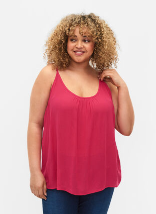 Zizzi Top à bretelles en viscose, Bright Rose, Model image number 0