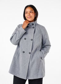 Trench court avec coupe trapèze, Light Grey Melange, Model