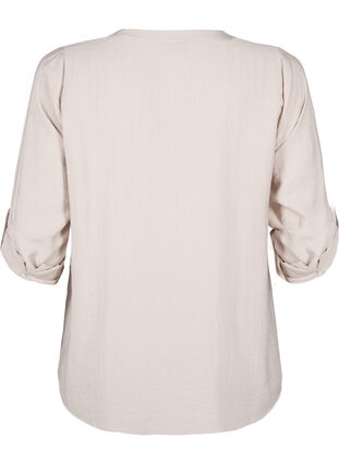 ZizziViscose overhemd blouse met driekwart mouwen., Chateau Gray, Packshot image number 1