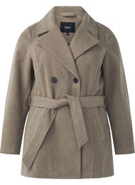 Veste courte en laine avec ceinture, Desert Taupe Mel., Packshot