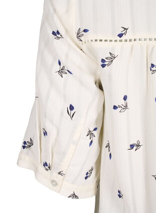 Zizzi Robe courte en viscose avec bordure en dentelle et coupe trapèze évasée, Birch w. Flower, Packshot image number 3