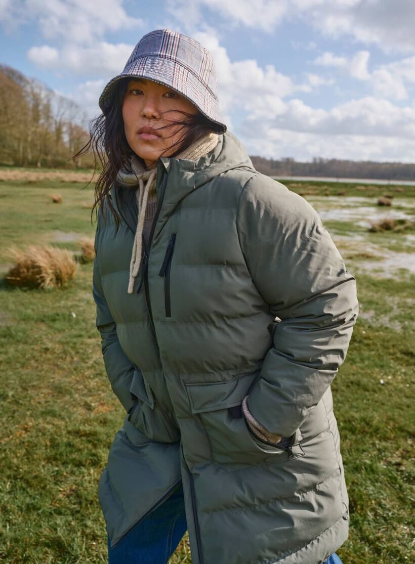 Veste polaire verte avec poches et capuche, , Model