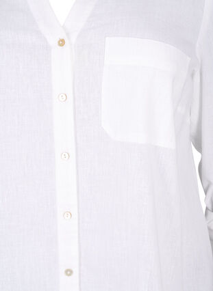 ZizziShirtblouse met knoopsluiting van katoen-linnenmix, Bright White, Packshot image number 2