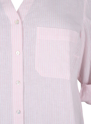 ZizziShirtblouse met knoopsluiting van katoen-linnenmix, Rosebloom White, Packshot image number 3