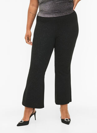 Zizzi Pantalon à paillettes avec coupe bootcut, Black, Model image number 2
