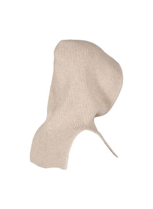 Zizzi Balaclava tricotée avec cordons, Silver Mink, Packshot image number 3