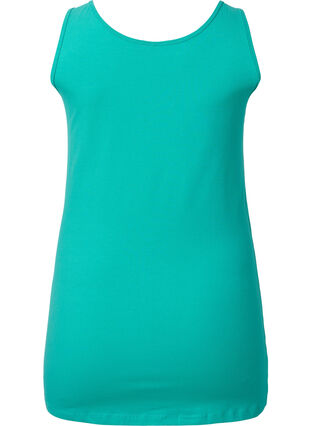 ZizziSolide kleur basis top in katoen, Aqua Green, Packshot image number 1