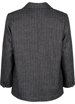 Zizzi Blazer en laine doté de poches, Dark Grey Melange, Packshot image number 1