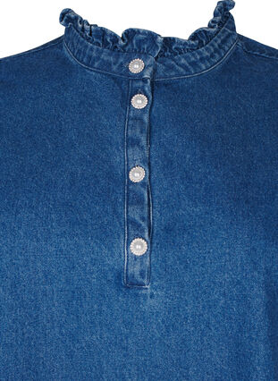 ZizziDenim jurk met ruches en A-lijn, Blue Denim, Packshot image number 2