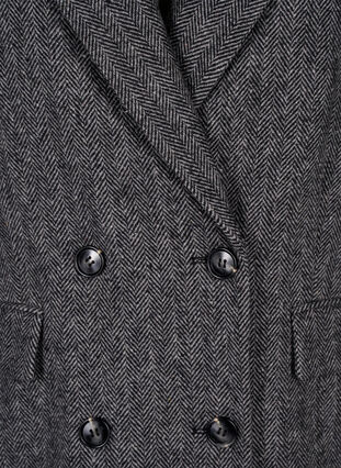 Zizzi Manteau long en laine à chevrons, Dark Grey Melange, Packshot image number 2