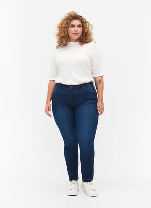 ZizziSlim fit Emily jeans met normale taille, Blue Denim, Model image number 0