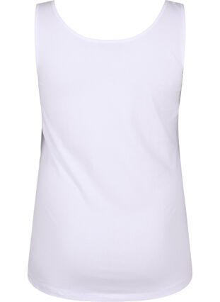 ZizziSolide kleur basis top in katoen, Bright White, Packshot image number 1