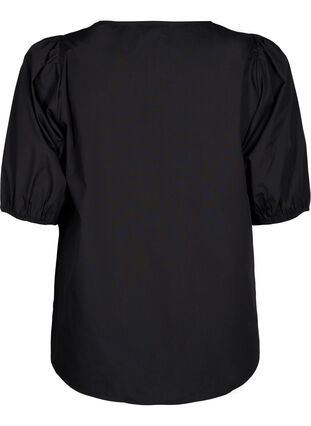 ZizziBlouse met korte mouwen en kant detail, Black, Packshot image number 1