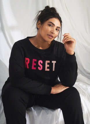 ZizziSweatshirt met tekst, Black W. Reset, Image image number 0