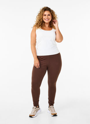 Zizzi Leggings en coton avec doublure, Chocolate Martini, Model image number 0