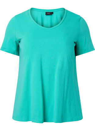 Zizzi T-shirt basique en coton de couleur unie, Aqua Green, Packshot image number 0