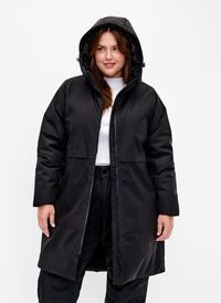 Winterjas met verstelbare taille, Black, Model