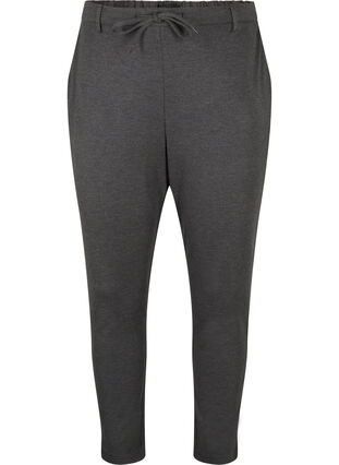 ZizziCropped Maddison broek, Dark Grey Melange, Packshot image number 0