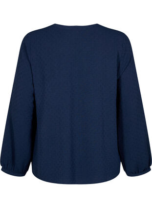 ZizziBlouse met lange mouwen en structuur, Navy Blazer, Packshot image number 1