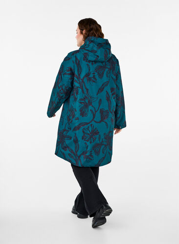 ZizziRegenjas met print, Deep Teal Black, Model image number 1