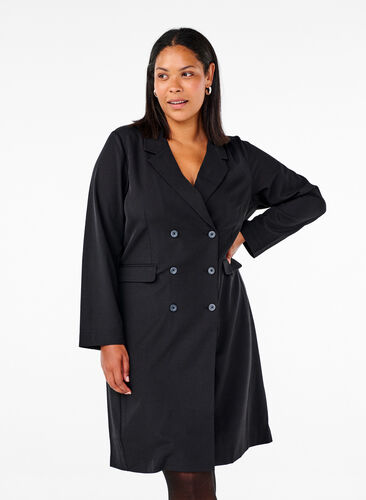 Zizzi Robe blazer croisée, Black, Model image number 0