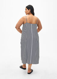 FLASH - Gestreepte bandjesjurk van viscose, Black White Stripe, Model